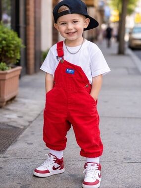 Vintage OshKosh B’Gosh Vestbak Red Corduroy Overalls Made In USA 90s Hockey Line